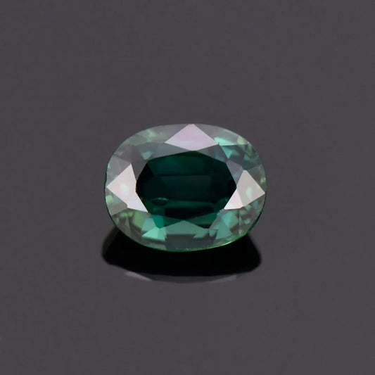 Fine Dark Teal Sapphire Gemstone from Australia, 0.88 cts., 6.1x4.9 mm., Oval Shape