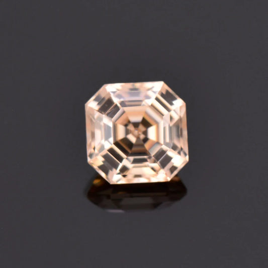 Fabulous Peach Champagne Zircon Gemstone from Tanzania, 3.42 cts., 7.6 mm., Asscher Cut