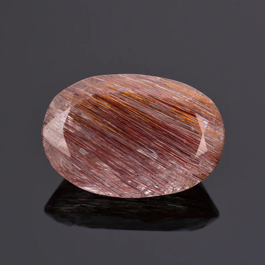 Excellent Large Quartz with Rutile Inclusion Gemstone, 59.85 cts., 31x21 mm., Oval Shape