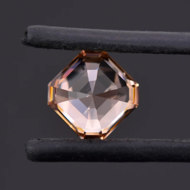 Fantastic Peach Champagne Zircon Gemstone from Tanzania 3.18 cts., 7.5 mm., Asscher Cut