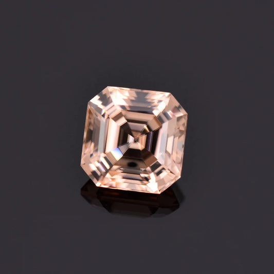 Fantastic Peach Champagne Zircon Gemstone from Tanzania 3.18 cts., 7.5 mm., Asscher Cut