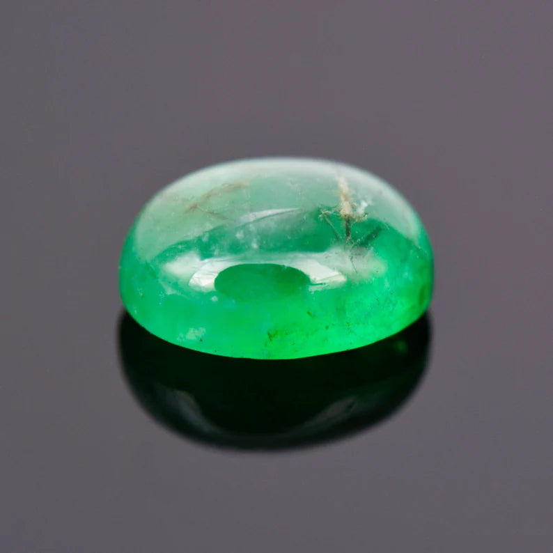 Beautiful Rich Green Emerald Gem from Colombia, 2.37 cts., 9x7 mm., Oval Cabochon