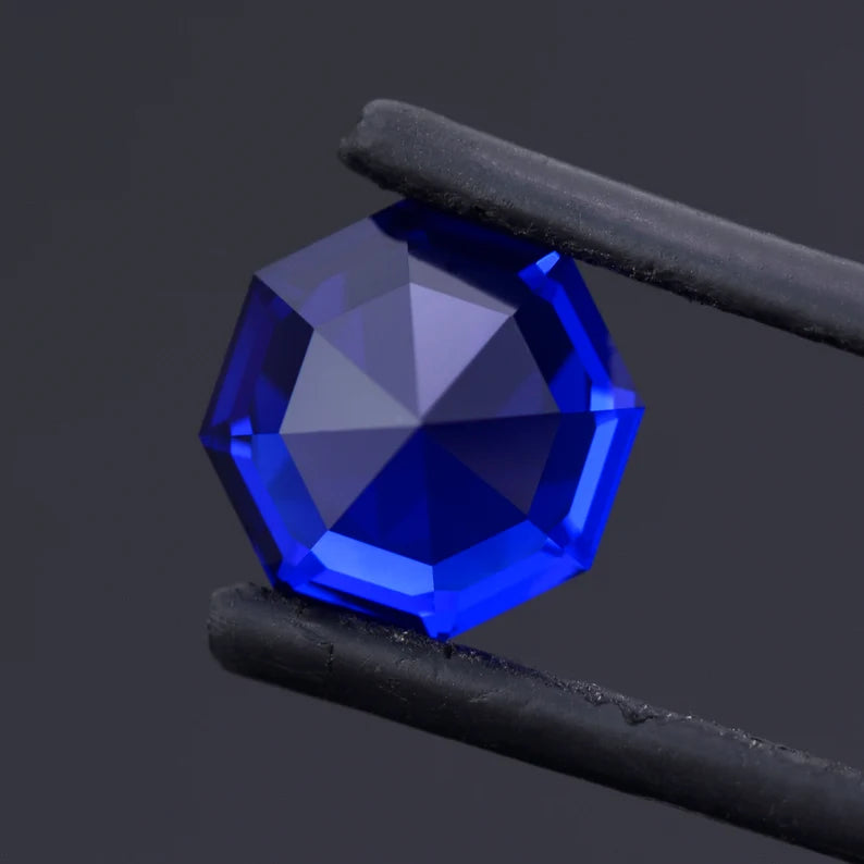 Stunning Lab Grown Royal Blue Sapphire Gemstone, 4.78 cts., 10 mm., Octagon Shape