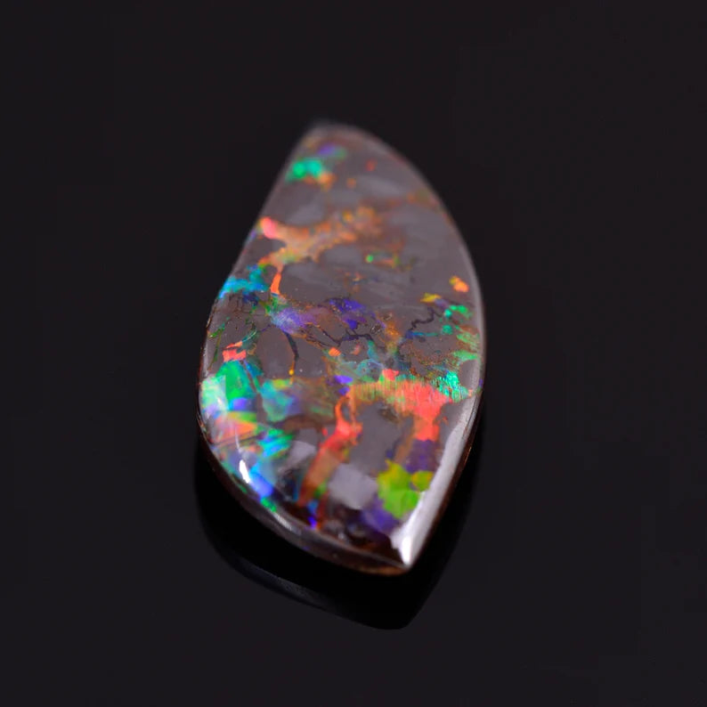 Excellent Rainbow Boulder Opal from Australia, 5.71 cts., 20x10 mm., Freeform Shape Cabochon