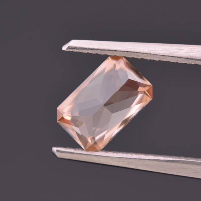 Fantastic Peachy Pink Zircon Gemstone from Tanzania 2.07 cts., 8x5 mm., Emerald Shape Cut