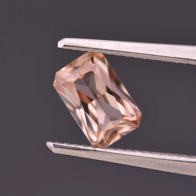 Fantastic Peachy Pink Zircon Gemstone from Tanzania 2.07 cts., 8x5 mm., Emerald Shape Cut