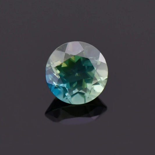 Excellent Tricolor Teal Sapphire Gemstone from Australia, 1.13 cts., 6 mm., Round Brilliant Cut