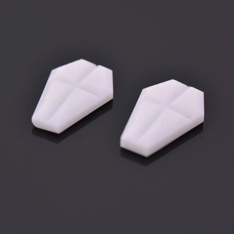 Beautiful Pure White Coconut Agate Gemstone Match Pair, 3.94 tcw., 12x8 mm., Coffin Shape Fantasy Cuts