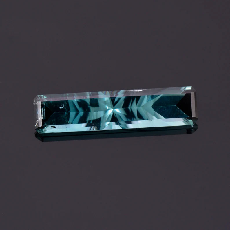 Enchanting Blue Tourmaline from Brazil, 3.00 cts., 20.7x4.9 mm., Concave Emerald Bar Cut