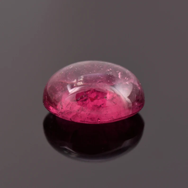 Gorgeous Cranberry Rubellite Tourmaline Gemstone from Brazil, 7.72 cts., 13x11 mm., Oval Shape Cabochon