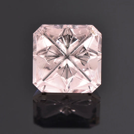 Beautiful Pink Morganite Gemstone from Brazil 8.59 cts., 12 mm., Fantasy Asscher Shape Cut