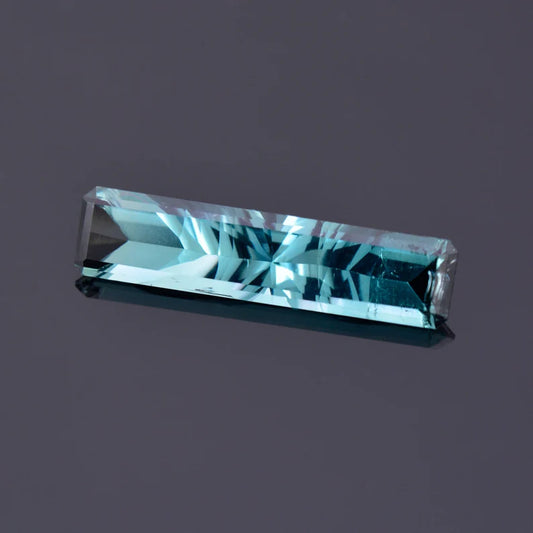 Enchanting Blue Tourmaline from Brazil, 3.00 cts., 20.7x4.9 mm., Concave Emerald Bar Cut