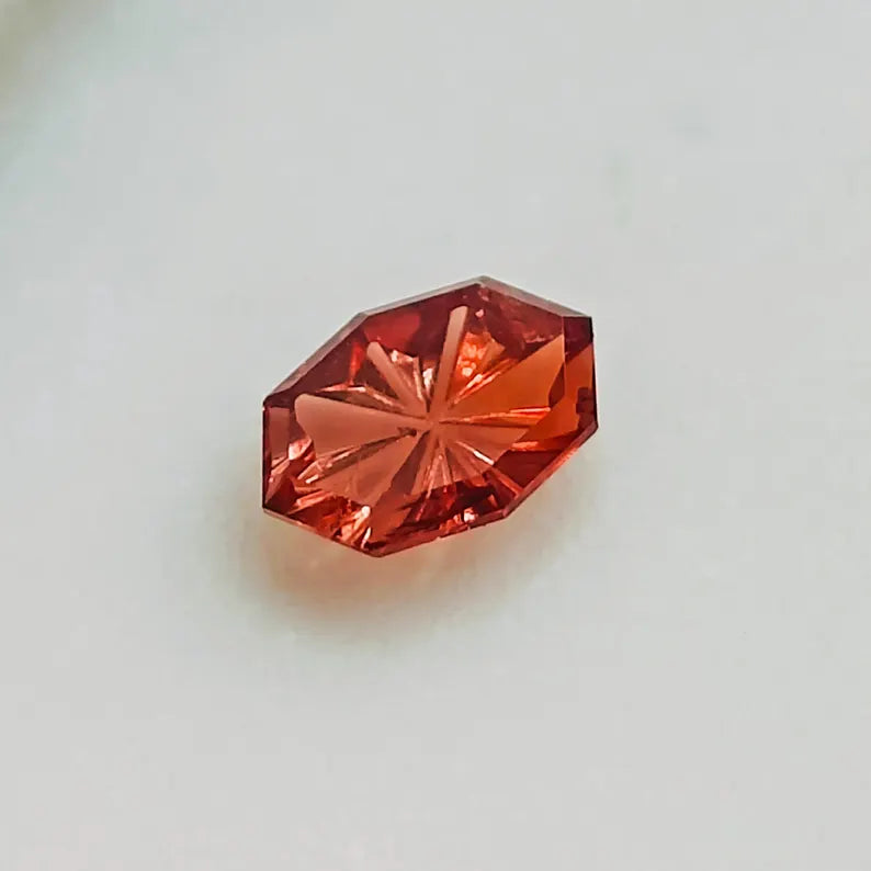 Stunning Orange Sapphire Gemstone from Tanzania, 0.73 cts., 7x5 mm., Fantasy Cut Marquise Shape