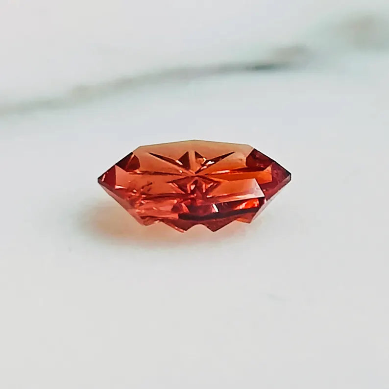 Stunning Orange Sapphire Gemstone from Tanzania, 0.73 cts., 7x5 mm., Fantasy Cut Marquise Shape