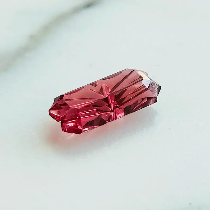 Exquisite Rubellite Tourmaline Gemstone, 1.72 cts., 10x5 mm., Fantasy Carved Baroque Emerald Shape