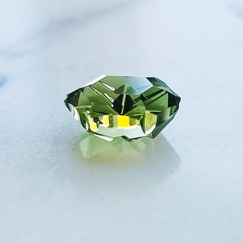 Excellent Green Tourmaline Gemstone, 1.43 cts., 8x6 mm., Fantasy Carved Baroque Rupee Shape