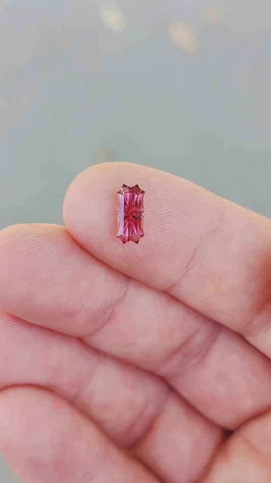 Exquisite Rubellite Tourmaline Gemstone, 1.72 cts., 10x5 mm., Fantasy Carved Baroque Emerald Shape